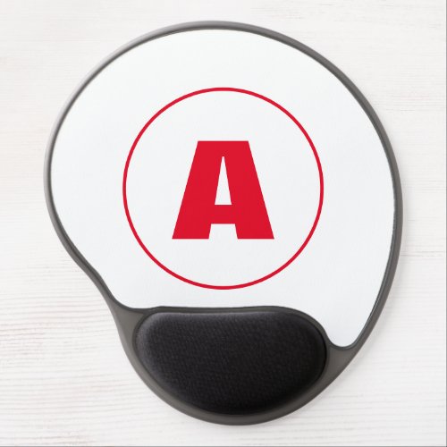 Modern Stylish Monogram Red Initial Letter White Gel Mouse Pad