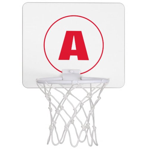 Modern Stylish Monogram Red Initial Letter White Mini Basketball Hoop