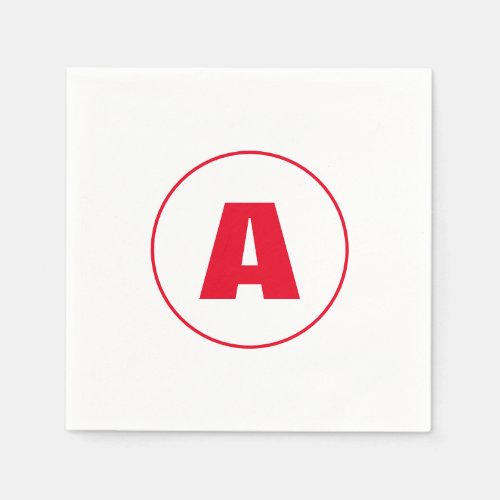 Modern Stylish Monogram Red Initial Letter White Napkins
