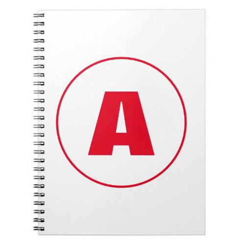 Modern Stylish Monogram Red Initial Letter White Notebook