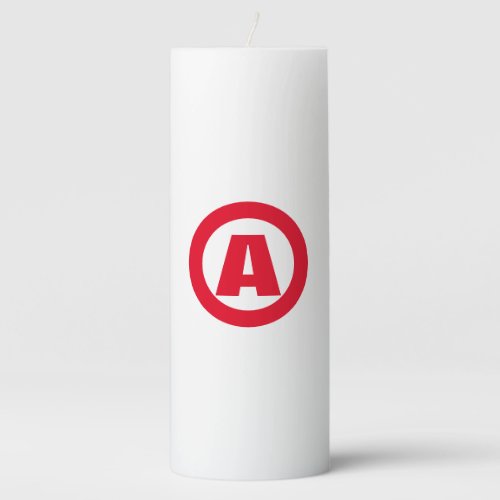 Modern Stylish Monogram Red Initial Letter White Pillar Candle
