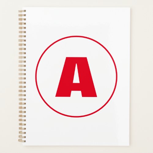 Modern Stylish Monogram Red Initial Letter White Planner