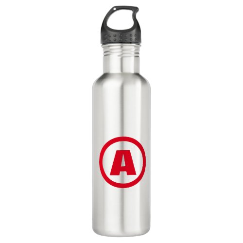 Modern Stylish Monogram Red Initial Letter White Stainless Steel Water Bottle