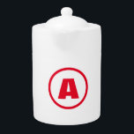 Modern Stylish Monogram Red Initial Letter White Teapot<br><div class="desc">Plain Minimalist Modern Designs. They're all simple,  attractive,  unique.</div>