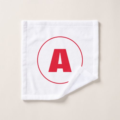 Modern Stylish Monogram Red Initial Letter White Wash Cloth