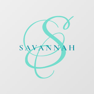 Modern Stylish Monogram Script Blush Name Wall Decal