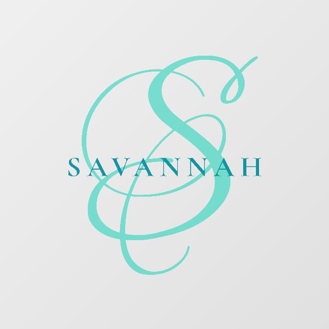 Modern Stylish Monogram Script Blush Name Wall Decal (Front)