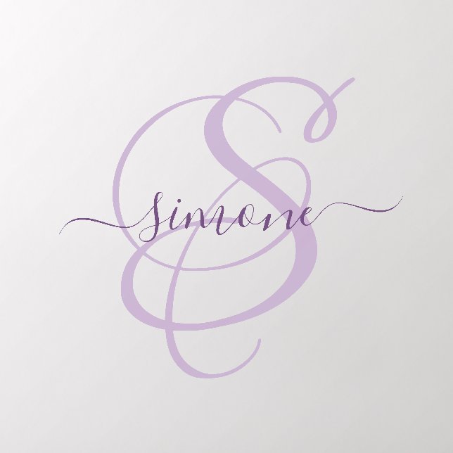 Modern Stylish Monogram Script Custom Name Wall Decal (Insitu 2)