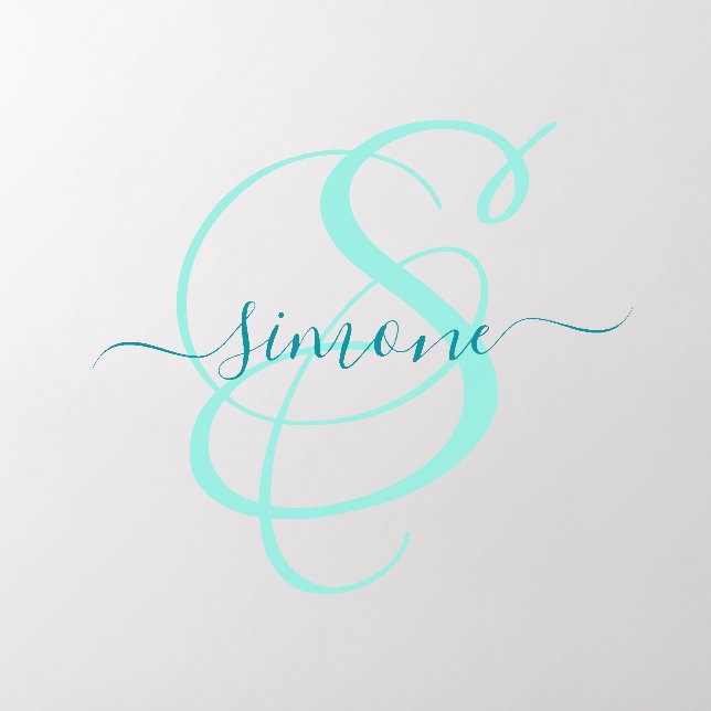 Modern Stylish Monogram Script Custom Name Wall Decal (Insitu 2)