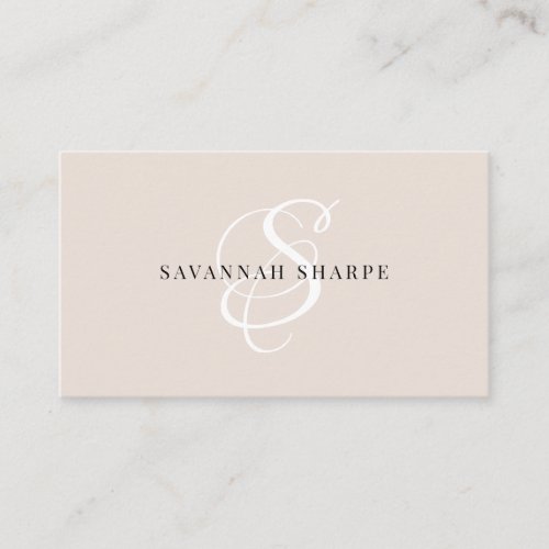 Modern Stylish Monogram Script Professional Blush Business Card