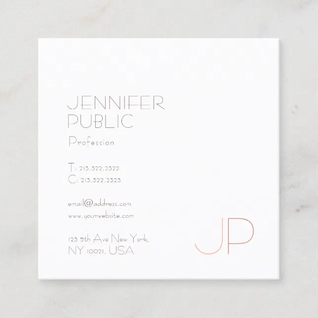 Modern Stylish Monogram Trendy Design Luxury Plain Square Business Card ...