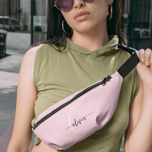 Modern Stylish Monogram Typography Pink Fanny Pack