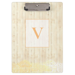 Modern Stylish Monogram Vintage Wood 2 Clipboard