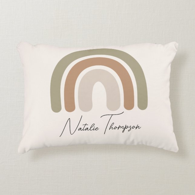 Modern stylish monogrammed rainbow pink pastel  accent pillow (Front)