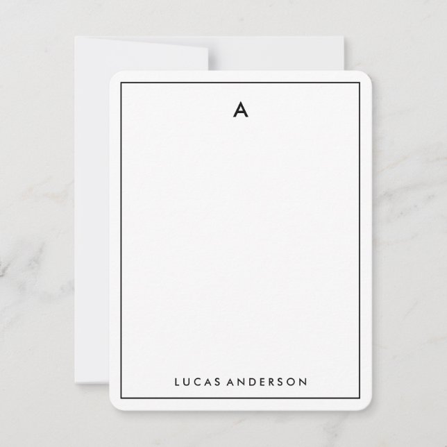 Modern Stylish Monogrammed Stationery Note Card (Front)