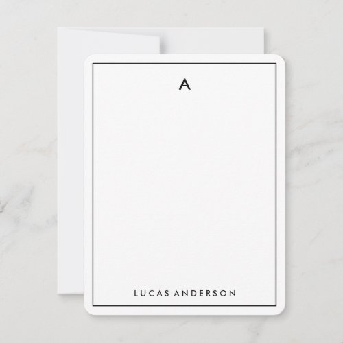 Modern Stylish Monogrammed Stationery Note Card