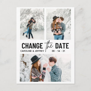 modern stylish multi photo change the date postcard