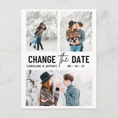 modern stylish multi photo change the date postcard