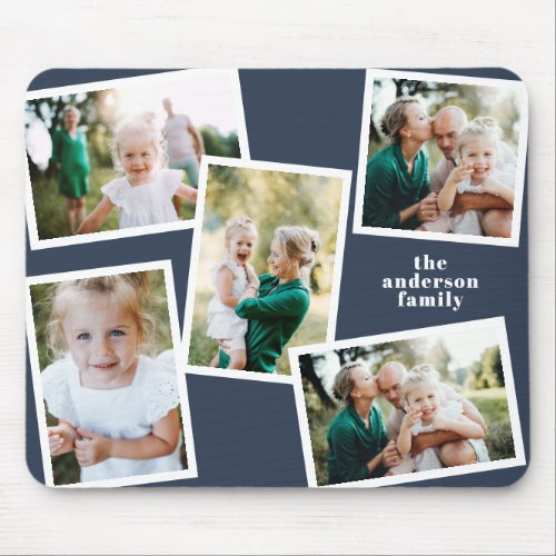 Modern stylish multi photo family home decor blue mouse pad