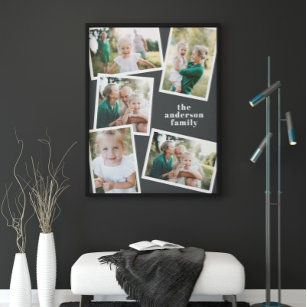 Modern stylish multi photo family home decor faux canvas print