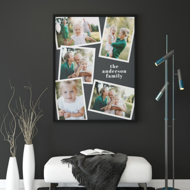 Modern stylish multi photo family home decor faux canvas print