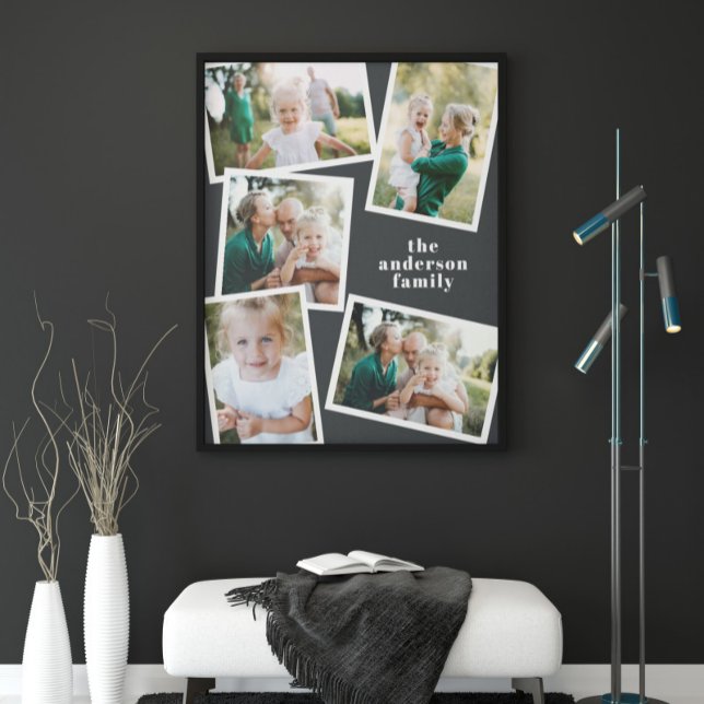 Modern stylish multi photo family home decor faux canvas print (Creator Uploaded)