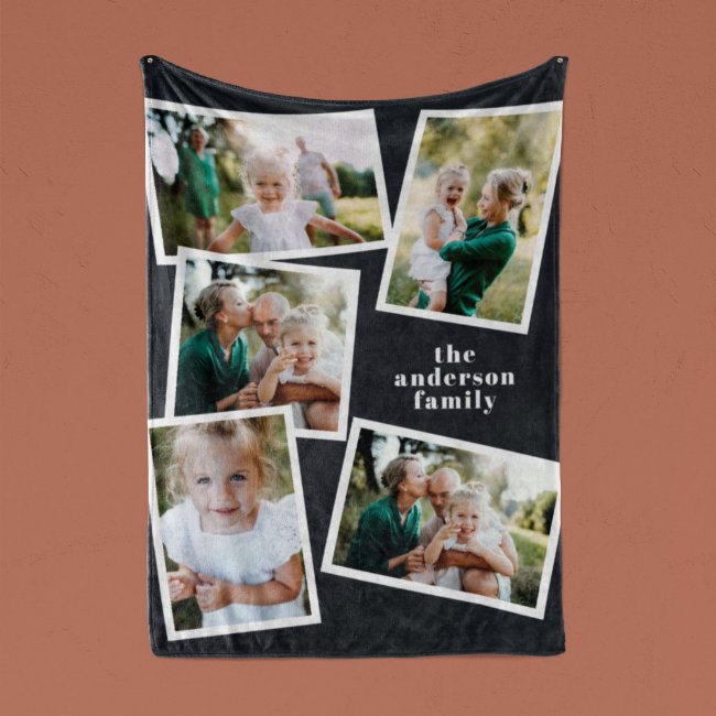 Modern stylish multi photo family home decor fleece blanket