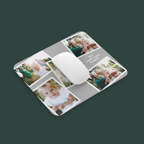 Modern stylish multi photo family home decor grey mouse pad