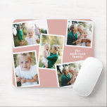 Modern stylish multi photo family home decor pink mouse pad<br><div class="desc">Modern stylish multi photo family home decor. The girly rose pink color can be changed.</div>