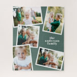 Modern stylish multi photo family home sage green jigsaw puzzle<br><div class="desc">Modern stylish multi photo family home gift,  Ideal anniversary,  birthday,  mothers day,  fathers day,  new house or Christmas gift. Sage green color can be changed.</div>