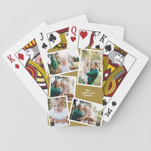 Modern stylish multi photo family mustard elegant playing cards