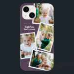 Modern stylish multi photo family purple Case-Mate iPhone 14 case<br><div class="desc">Modern stylish multi photo family electronic phone case design. Ideal birthday,  Christmas,  mothers day or Fathers day design. Purple color can be changed.</div>