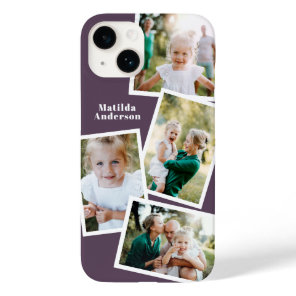 Modern stylish multi photo family purple Case-Mate iPhone 14 case