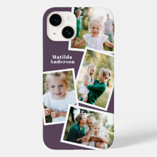 Modern stylish multi photo family purple Case-Mate iPhone 14 case