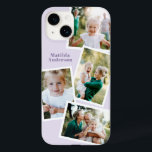 Modern stylish multi photo family purple girly Case-Mate iPhone 14 case<br><div class="desc">Modern stylish multi photo family electronic phone case design. Ideal birthday,  Christmas,  mothers day or Fathers day design. purple lilac color can be changed.</div>