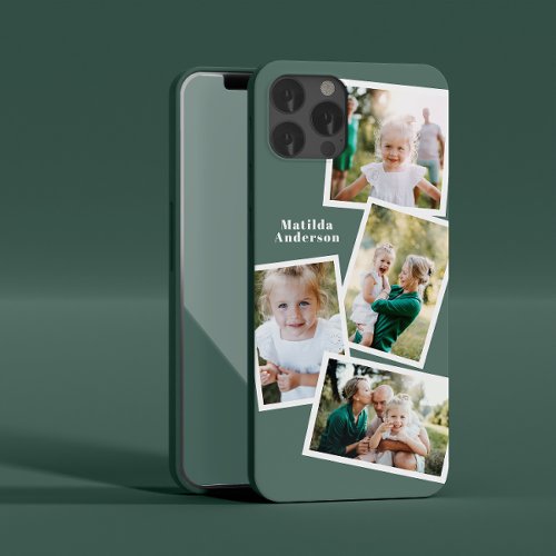 Modern stylish multi photo family sage green chic Case_Mate iPhone 14 case