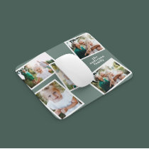 Modern stylish multi photo family sage green gift mouse pad