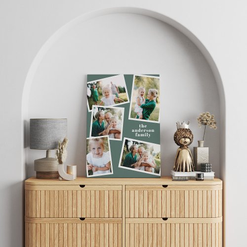 Modern stylish multi photo family sage home decor