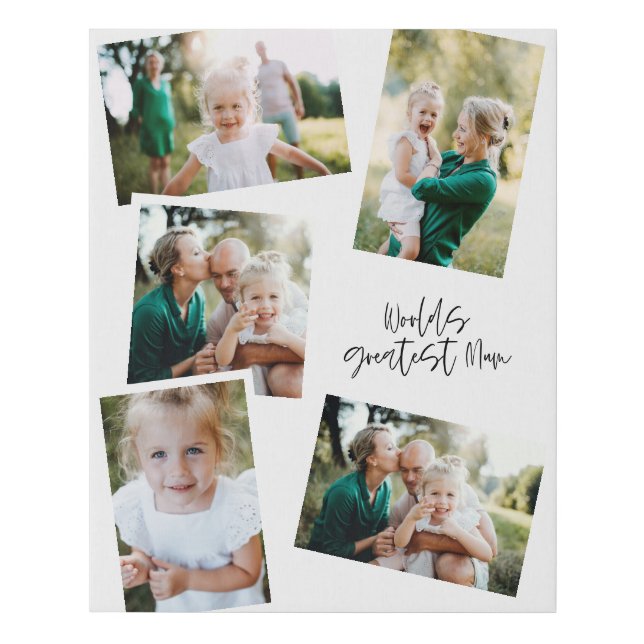 Modern stylish multi photo greatest mum faux canvas print (Front)
