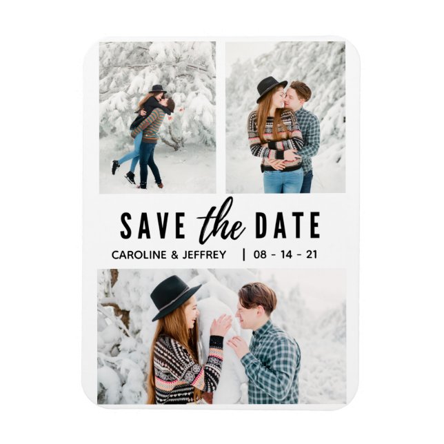 modern stylish multi photo save the date magnet (Vertical)