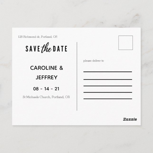 modern stylish multi photo save the date postcard (Back)