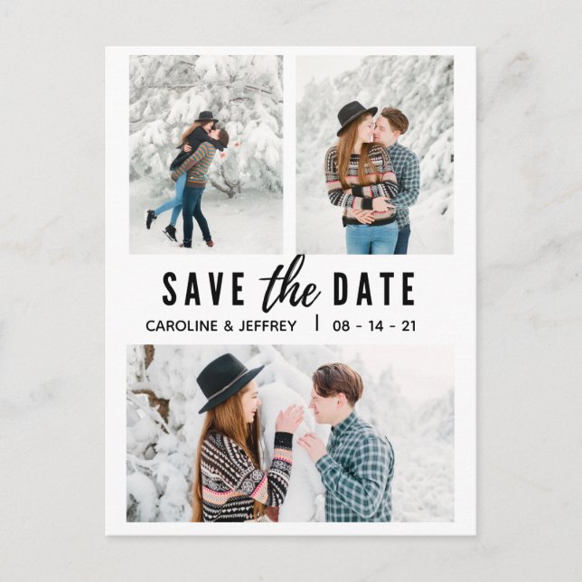 modern stylish multi photo save the date postcard (Front)
