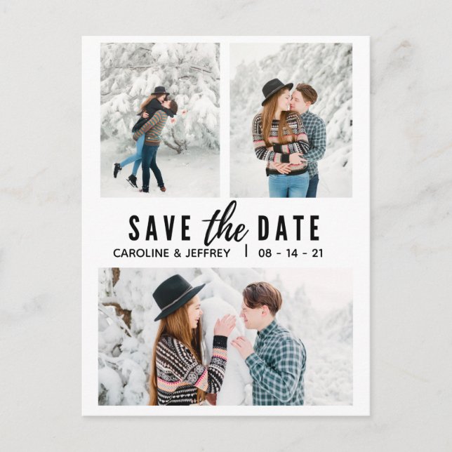 modern stylish multi photo save the date postcard (Front)