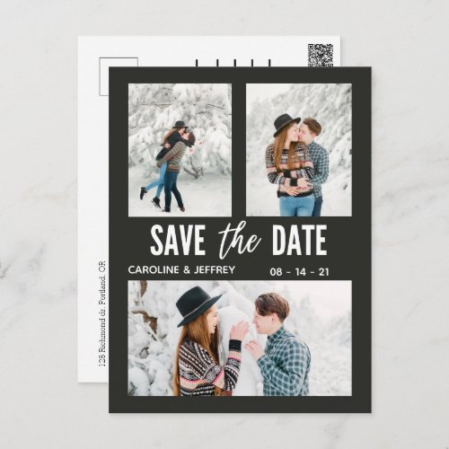 modern stylish multi photo save the date postcard