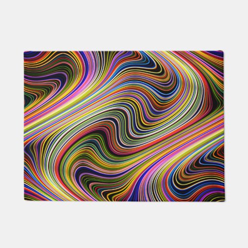 Modern Stylish Multicolor Curvy Lines Doormat