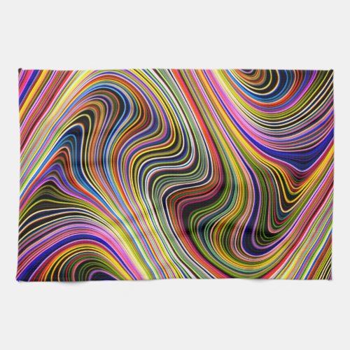 Modern Stylish Multicolor Curvy Lines Kitchen Towel