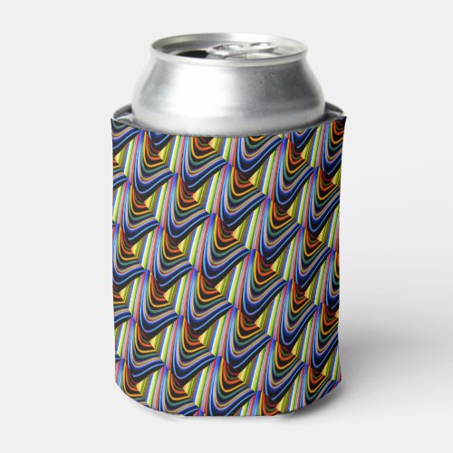 Modern Stylish Multicolor Curvy Neon Lines Adult C Can Cooler