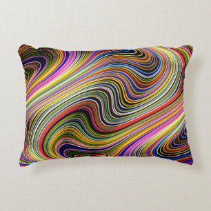 Modern Stylish Multicolor Curvy Neon Lines Decorative Pillow