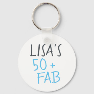 Modern Stylish Name Blue 50 Fabulous Birthday Keychain