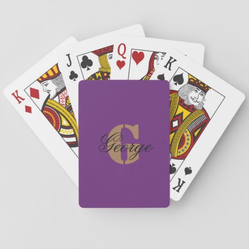 Modern Stylish Name Elegant Monogram Poker Cards